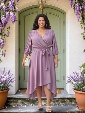 Ava & Viv Blush High-Low Dress with Tie Waist